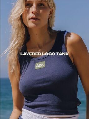 Daily Drills Navy Layered Logo Tank